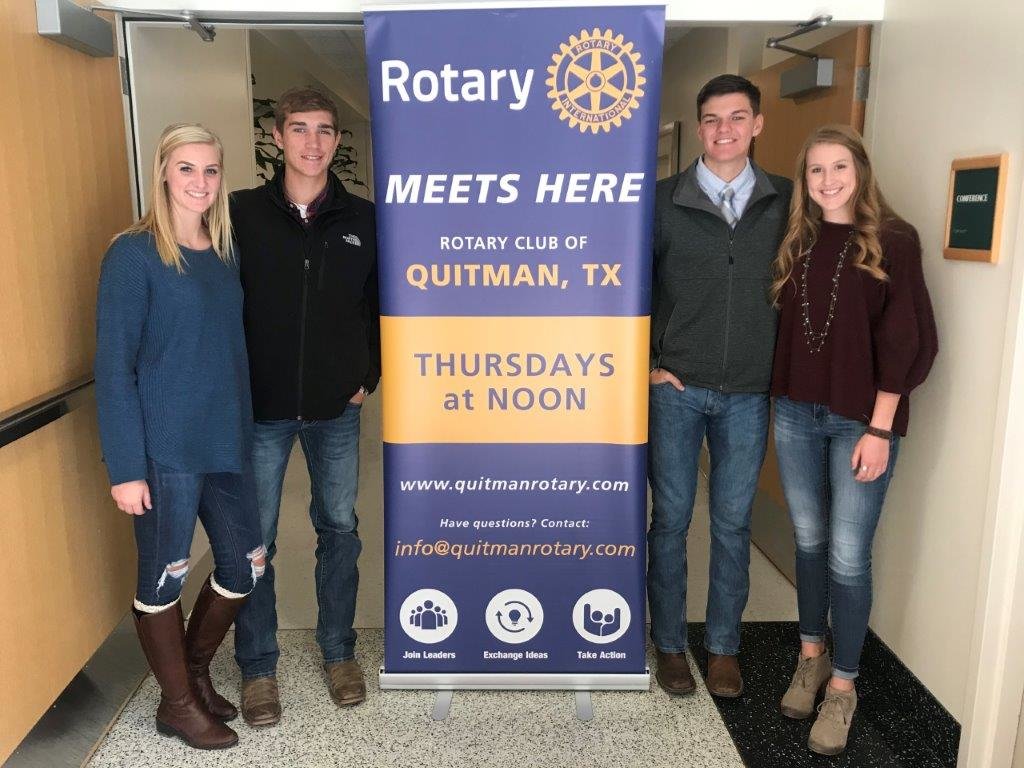 Quitman Rotary Club Students of the Month were (left to right) Julia Simpkins and Ben Burroughs for October with Jace Reid and Jentri Jackson for September.